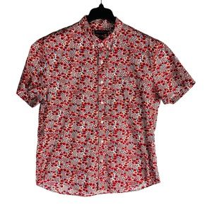 J. Crew Mens XL Mercantile Flex Shirt Slim Flex Floral Button Front White Red